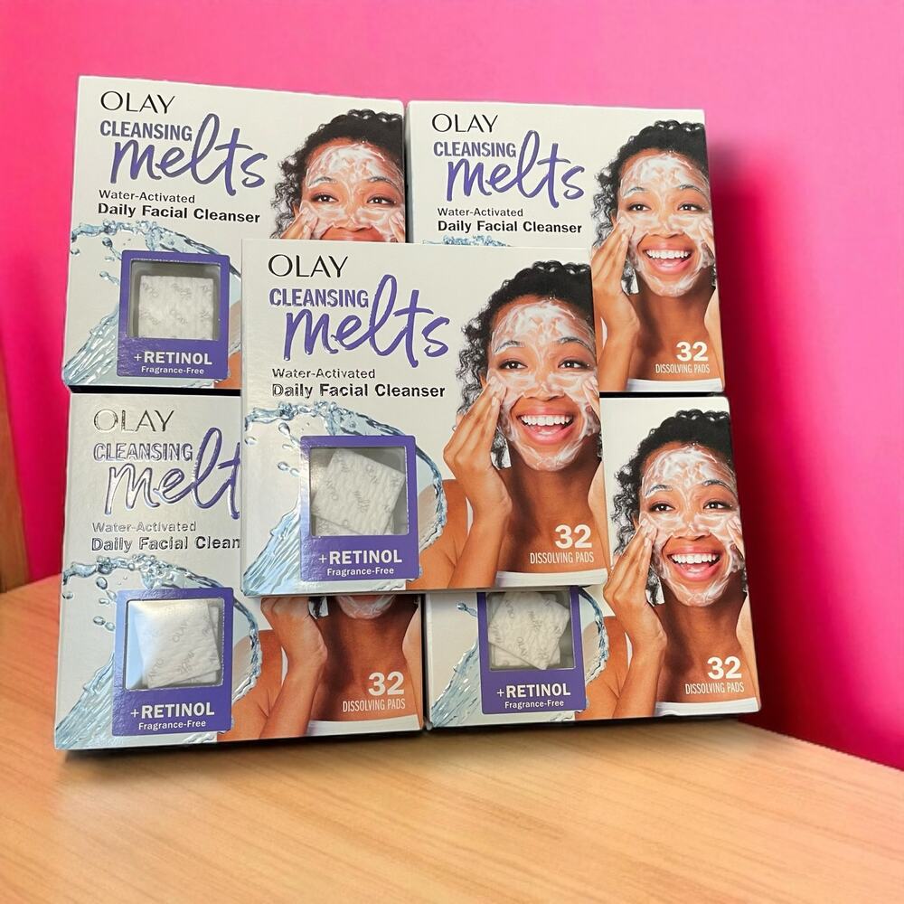 Olay Cleansing Melts Retinol Face Wash Makeup Remover 32 ct Boxes Lot of 5 New